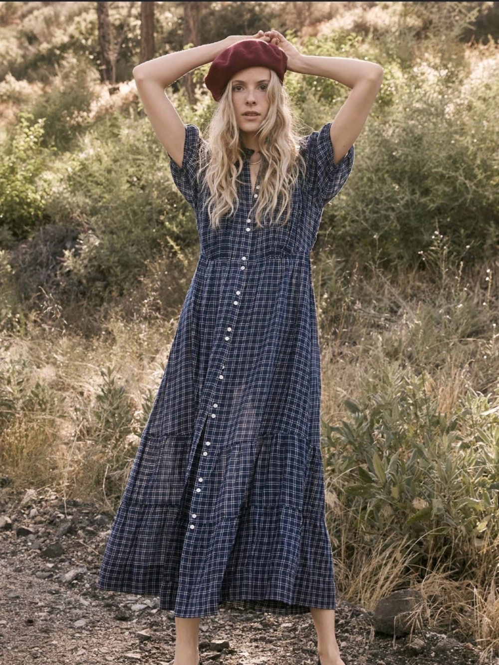 Doen Revi Dress in Bleu Cottage Plaid